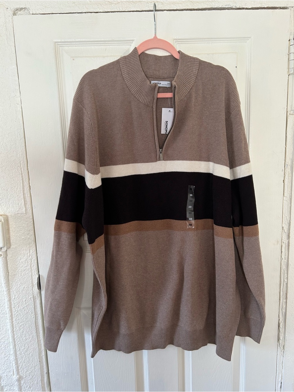 Big & Tall 3XB Sonoma Goods for Life Chest Stripe Quarter-Zip Sweater, Men's